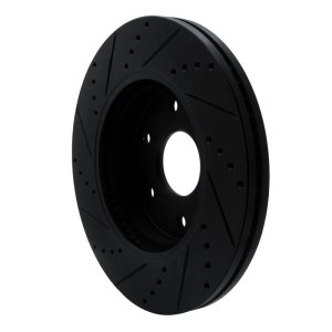 Cadillac Escalade ESV Brake Rotor (1) - Front Right - R1 Concepts - Drilled & Slotted - Black - `19-`26